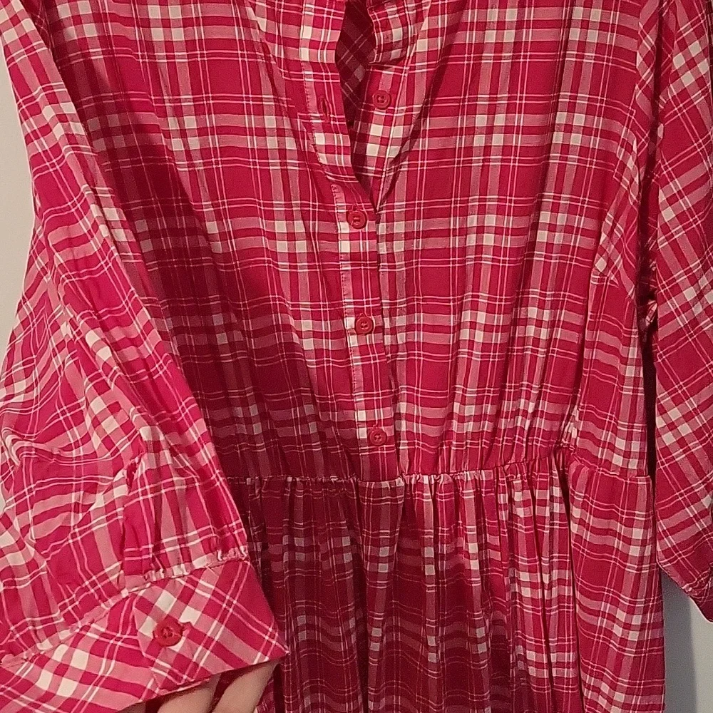 torrid Red Plaid Button-Front Tiered Dress - Picture 4 of 15